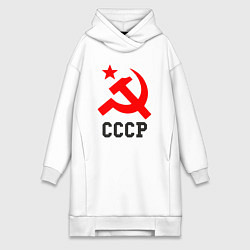 Женское худи-платье СССР стиль, цвет: белый