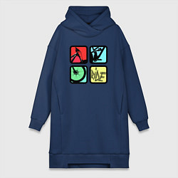 Женское худи-платье Кататься, цвет: тёмно-синий