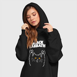 Женское худи-платье Black Sabbath rock cat, цвет: черный — фото 2