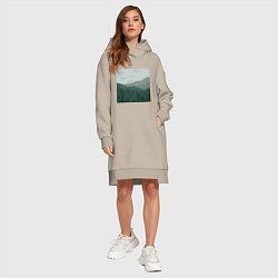 Женское худи-платье Туманные холмы и лес, цвет: миндальный — фото 2