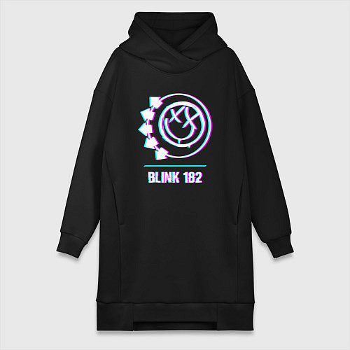 Женская толстовка-платье Blink 182 glitch rock / Черный – фото 1