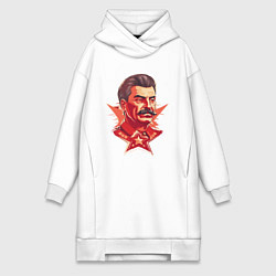 Женское худи-платье Граффити Сталин, цвет: белый