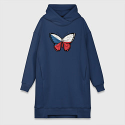 Женское худи-платье Чехия бабочка, цвет: тёмно-синий