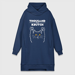 Женское худи-платье Thousand Foot Krutch rock cat, цвет: тёмно-синий