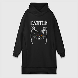 Женское худи-платье Led Zeppelin rock cat, цвет: черный