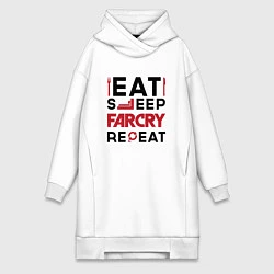 Женское худи-платье Надпись: eat sleep Far Cry repeat, цвет: белый