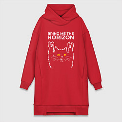 Женское худи-платье Bring Me the Horizon rock cat, цвет: красный