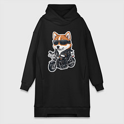 Женская толстовка-платье Shiba Inu собака мотоциклист