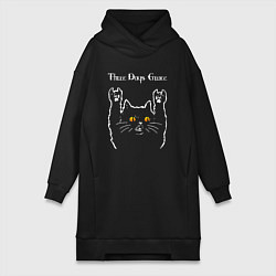 Женское худи-платье Three Days Grace rock cat, цвет: черный