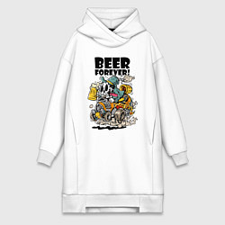 Женское худи-платье Beer forever - motto, цвет: белый