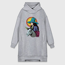 Женское худи-платье Ведьма и осел comic style, цвет: меланж