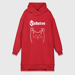 Женское худи-платье Sabaton rock cat, цвет: красный