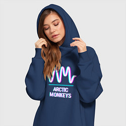 Женское худи-платье Arctic Monkeys glitch rock, цвет: тёмно-синий — фото 2