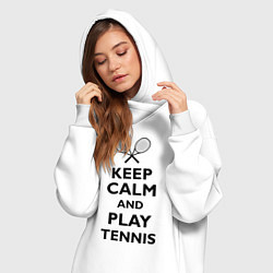 Женское худи-платье Keep Calm & Play tennis, цвет: белый — фото 2