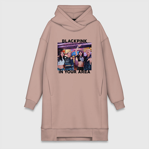 Женская толстовка-платье Blackpink HYLT Jennie Lisa Rose Jisoo / Пыльно-розовый – фото 1