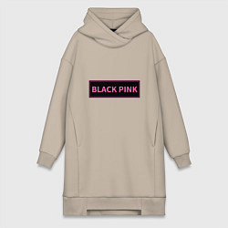 Женское худи-платье Логотип Блек Пинк, цвет: миндальный