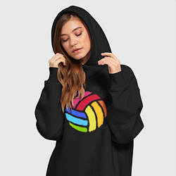 Женское худи-платье Rainbow volleyball, цвет: черный — фото 2