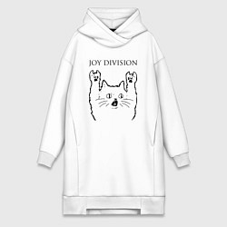 Женское худи-платье Joy Division - rock cat, цвет: белый