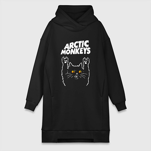 Женская толстовка-платье Arctic Monkeys rock cat / Черный – фото 1