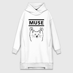 Женское худи-платье Muse - rock cat, цвет: белый