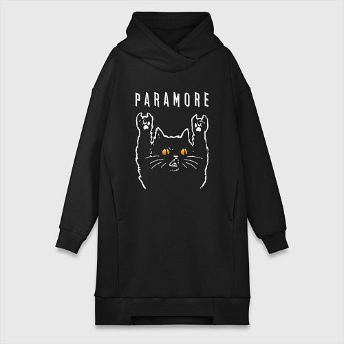 Женская толстовка-платье Paramore rock cat / Черный – фото 1