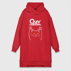 Женское худи-платье Ozzy Osbourne rock cat, цвет: красный