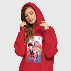 Женское худи-платье Kpop BTS art, цвет: красный — фото 2
