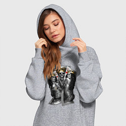 Женское худи-платье Девушки, карты и скелет в короне, цвет: меланж — фото 2