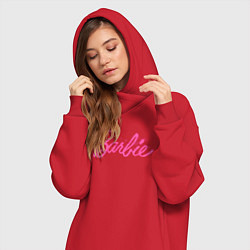 Женское худи-платье Блестящий логотип Барби, цвет: красный — фото 2
