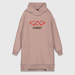 Женское худи-платье Chery Logo, цвет: пыльно-розовый