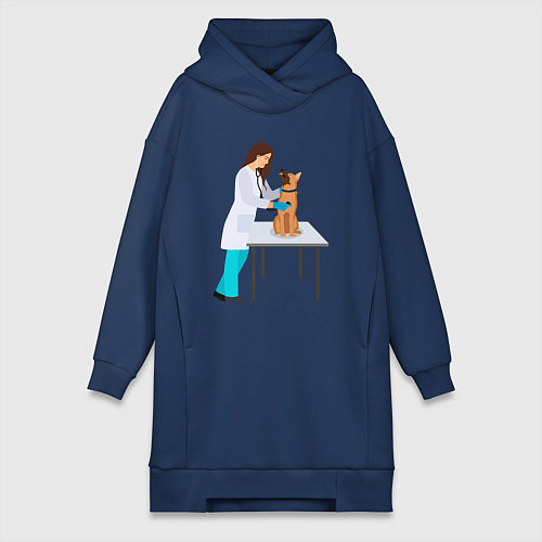 Женская толстовка-платье Врач и собака / Тёмно-синий – фото 1