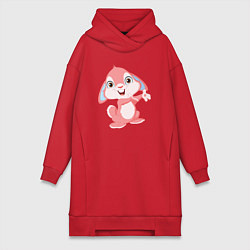Женское худи-платье Розовый крольчонок, цвет: красный