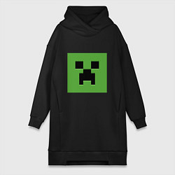 Женское худи-платье Minecraft creeper face, цвет: черный