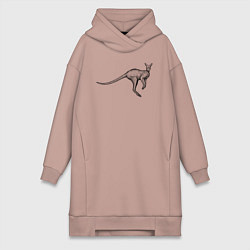 Женское худи-платье Кенгуру в прыжке, цвет: пыльно-розовый