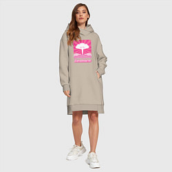 Женское худи-платье Розовый гриб - Барбигеймер, цвет: миндальный — фото 2