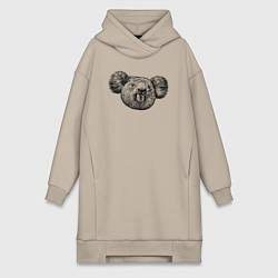 Женское худи-платье Коала морда, цвет: миндальный