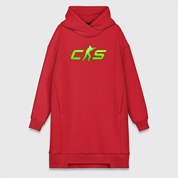 Женское худи-платье CS2 green logo, цвет: красный