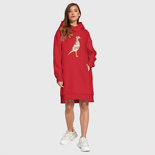 Женская толстовка-платье Авдотка птица в стиле Low Poly / Красный – фото 4