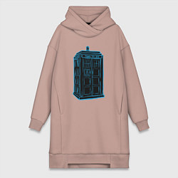 Женское худи-платье Black tardis, цвет: пыльно-розовый