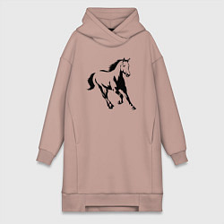 Женское худи-платье Конь скачет, цвет: пыльно-розовый