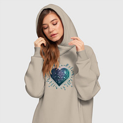 Женское худи-платье Киберсердце минимализм, цвет: миндальный — фото 2