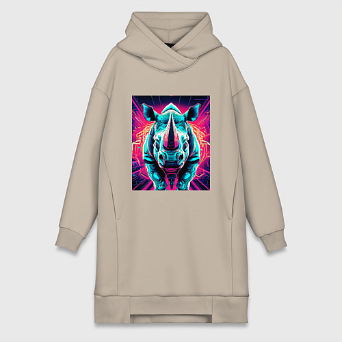 Женская толстовка-платье Кибер носорог / Миндальный – фото 1