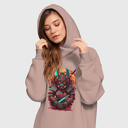 Женское худи-платье Техно самурай, цвет: пыльно-розовый — фото 2