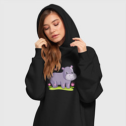 Женское худи-платье Милый бегемотик, цвет: черный — фото 2