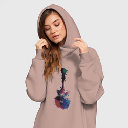 Женское худи-платье Guitar splash, цвет: пыльно-розовый — фото 2