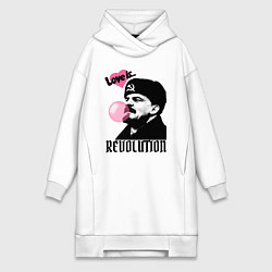 Женское худи-платье Ленин любовь и революция, цвет: белый