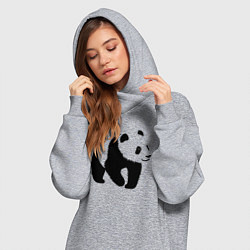 Женское худи-платье Панда трафарет, цвет: меланж — фото 2