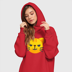 Женское худи-платье Жёлтый котёнок хитрит, цвет: красный — фото 2