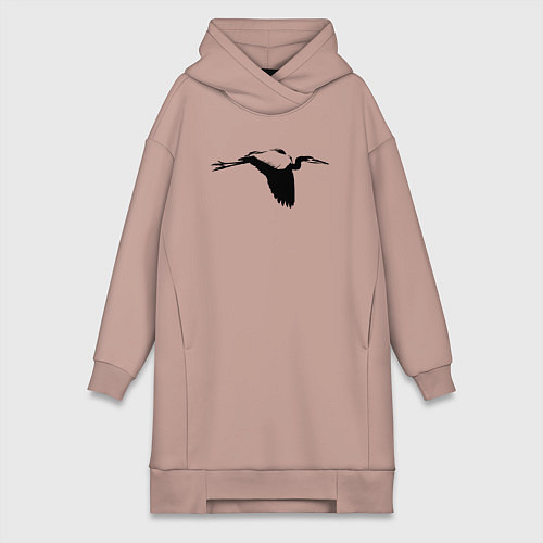 Женская толстовка-платье Аист трафарет / Пыльно-розовый – фото 1
