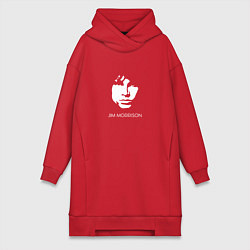 Женское худи-платье Jim Morrison black white minimalism, цвет: красный